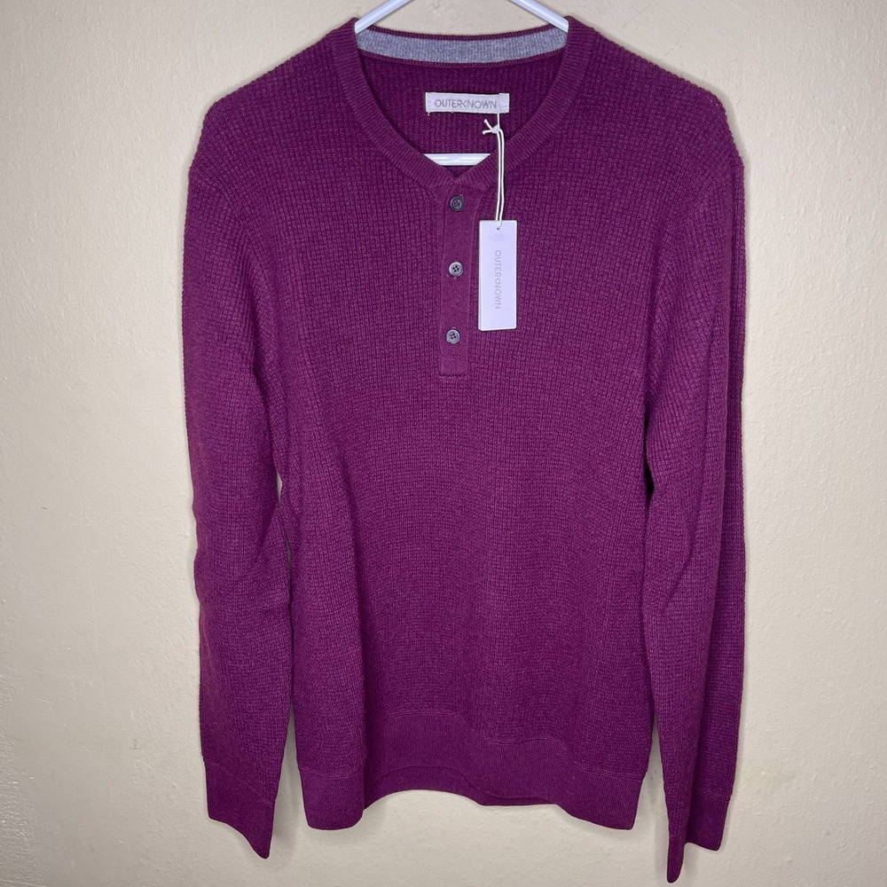 Outerknown Henley Sweater Wool Cashmere Blend Men's Size Small Burgundy New
